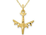 10K Yellow gold Airplane Charm Pendant Necklace with Chain